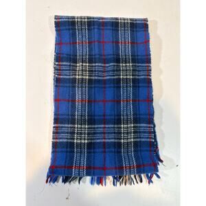 Highland Home Industries 100% Pure New Wool Made in Scottland Scarf Blue Red